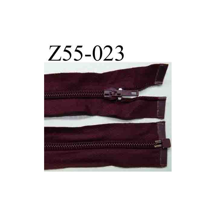 fermeture éclair longueur  55 cm couleur rouge bordeau séparable largeur 3.2 cm zip glissière nylon largeur 6 mm