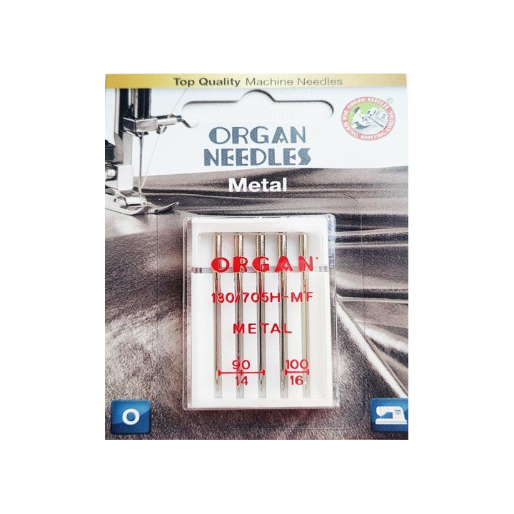 Aiguille Organ METAL ASSORTIMENT 3 en  N° 90 et 2 en N° 100 la boite de 5 aiguilles