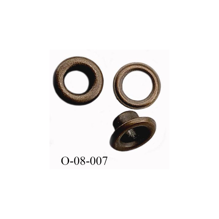 Oeillet en métal couleur bronze diamètre extérieur 8 mm diamètre intérieur 4 mm hauteur 4 mm