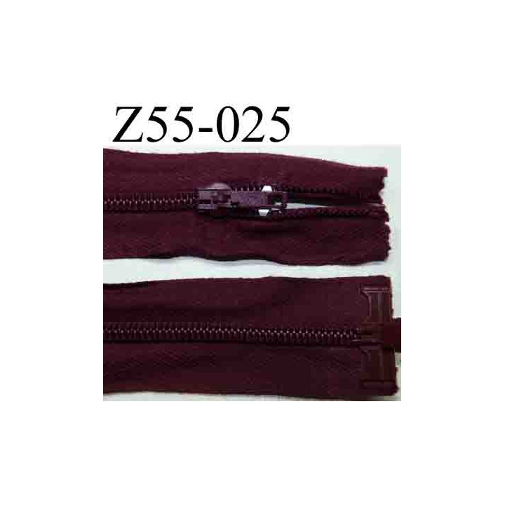 fermeture éclair longueur 55 cm couleur rouge bordeau lit de vin séparable largeur 3.2 cm zip glissière nylon largeur 6 mm