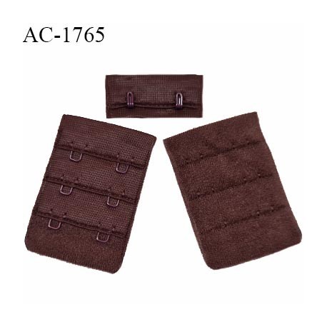 Agrafe 38 mm attache SG haut de gamme couleur chocolat gris 3 rangées 2 crochets largeur 38 mm hauteur 55 mm prix à l'unité