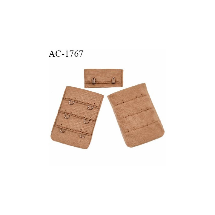 Agrafe 38 mm attache SG haut de gamme couleur marron clair 3 rangées 2 crochets largeur 38 mm hauteur 55 mm prix à l'unité