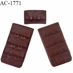 Agrafe 30 mm attache SG haut de gamme couleur chocolat gris 3 rangées 2 crochets largeur 30 mm hauteur 55 mm prix à l'unité
