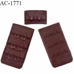 Agrafe 30 mm attache SG haut de gamme couleur chocolat 3 rangées 2 crochets largeur 30 mm hauteur 55 mm prix à l'unité