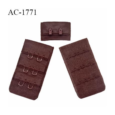 Agrafe 30 mm attache SG haut de gamme couleur chocolat gris 3 rangées 2 crochets largeur 30 mm hauteur 55 mm prix à l'unité