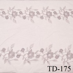 Dentelle broderie sur tulle 33 cm très haut de gamme largeur 33 cm couleur parme gris très belle prix pour un mètre