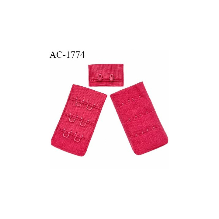Agrafe 30 mm attache SG haut de gamme couleur rose fuchsia 3 rangées 2 crochets largeur 30 mm hauteur 55 mm prix à l'unité