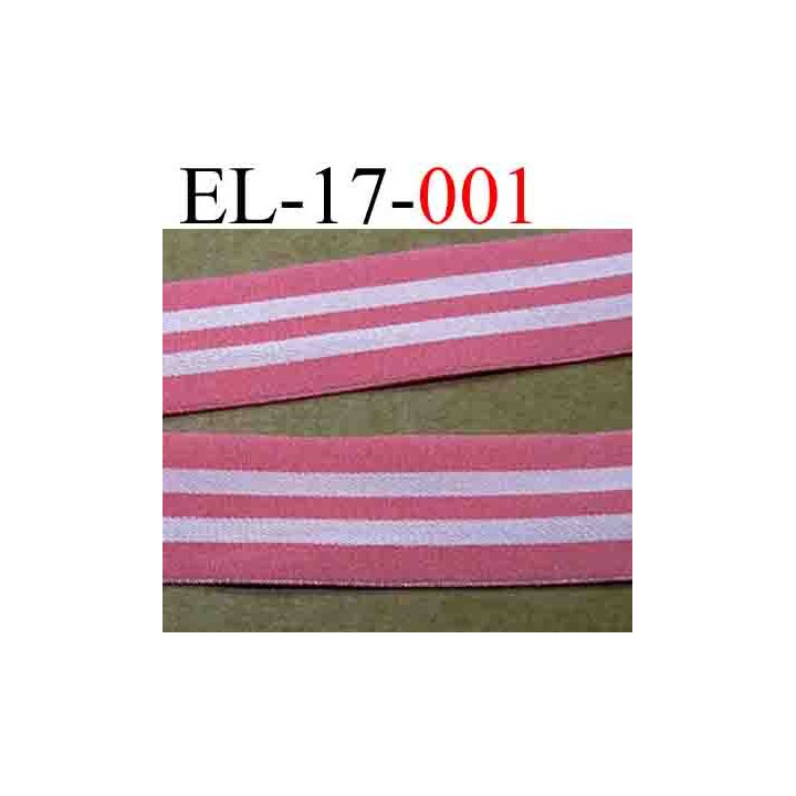 élastique plat souple très belle qualité couleur rose et blanc rosé largeur 17 mm vendu au mètre