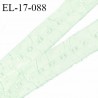 Elastique 16 mm froncé bretelle et lingerie couleur vert pistache clair élasticité 30 % dessous très doux prix au mètre