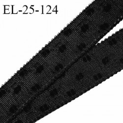 Elastique 25 mm bretelle et lingerie très doux au toucher couleur noir avec motif plumetis fabriqué en France prix au mètre
