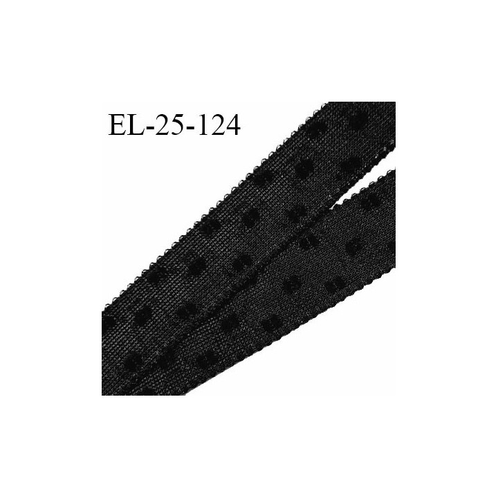 Elastique 25 mm bretelle et lingerie très doux au toucher couleur noir avec motif plumetis fabriqué en France prix au mètre