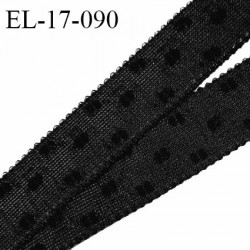 Elastique 17 mm bretelle et lingerie très doux au toucher couleur noir avec motif plumetis fabriqué en France prix au mètre