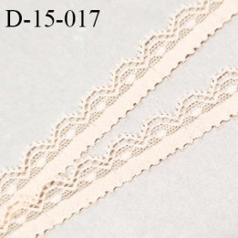 Dentelle extensible 15 mm couleur sable très douce au toucher en polyamide et élasthanne largeur 15 mm prix au mètre