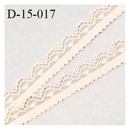 Dentelle extensible 15 mm couleur sable très douce au toucher en polyamide et élasthanne largeur 15 mm prix au mètre