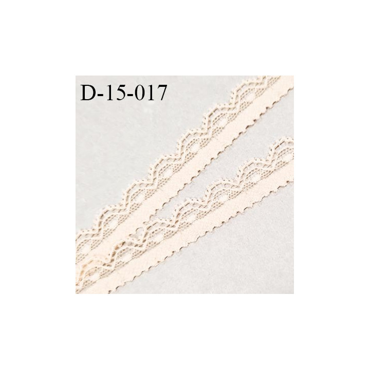 Dentelle extensible 15 mm couleur sable très douce au toucher en polyamide et élasthanne largeur 15 mm prix au mètre