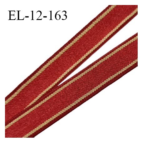 Elastique 12 mm lingerie couleur rouge rubis et doré allongement +200% prix au mètre