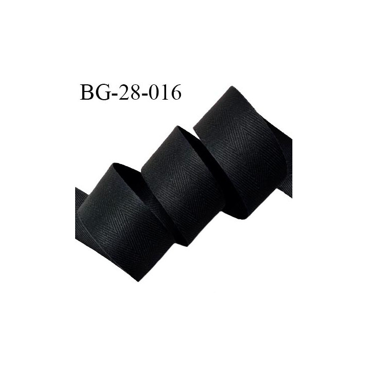 Biais sergé 28 mm semi rigide 100% coton couleur noir largeur 28 mm prix au mètre