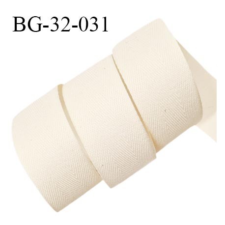 Biais sergé 32 mm semi rigide 100% coton couleur beige écru largeur 32 mm prix au mètre