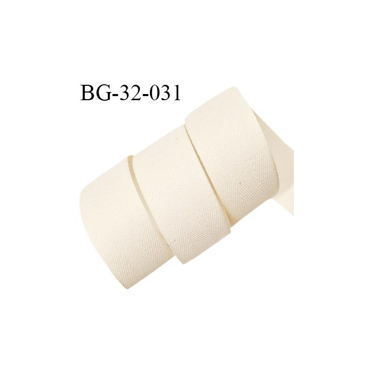 Biais sergé 32 mm semi rigide 100% coton couleur beige écru largeur 32 mm prix au mètre