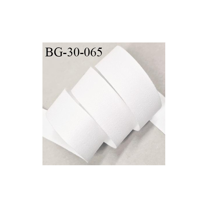 Biais sergé 30 mm semi rigide 100% coton couleur blanc largeur 30 mm prix au mètre