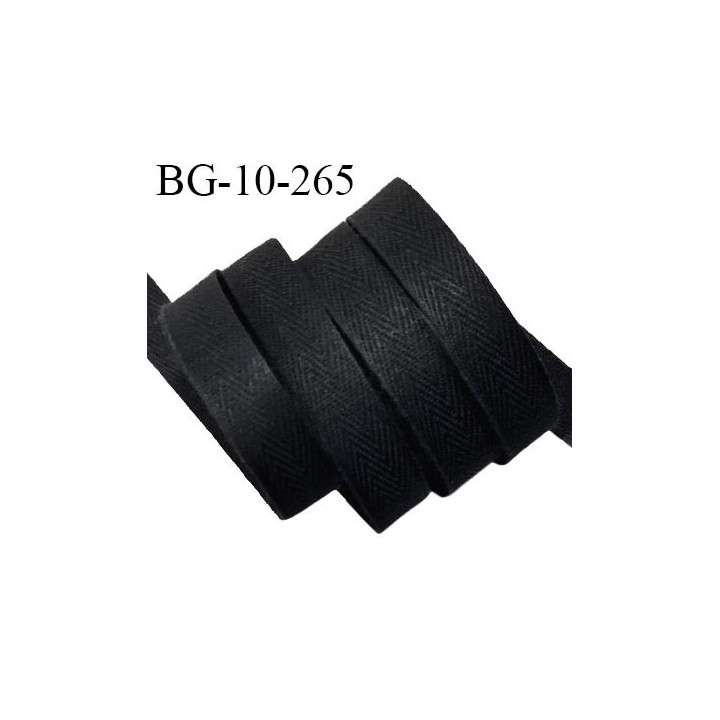 Biais sergé 10 mm semi rigide 100% coton couleur noir largeur 10 mm prix au mètre