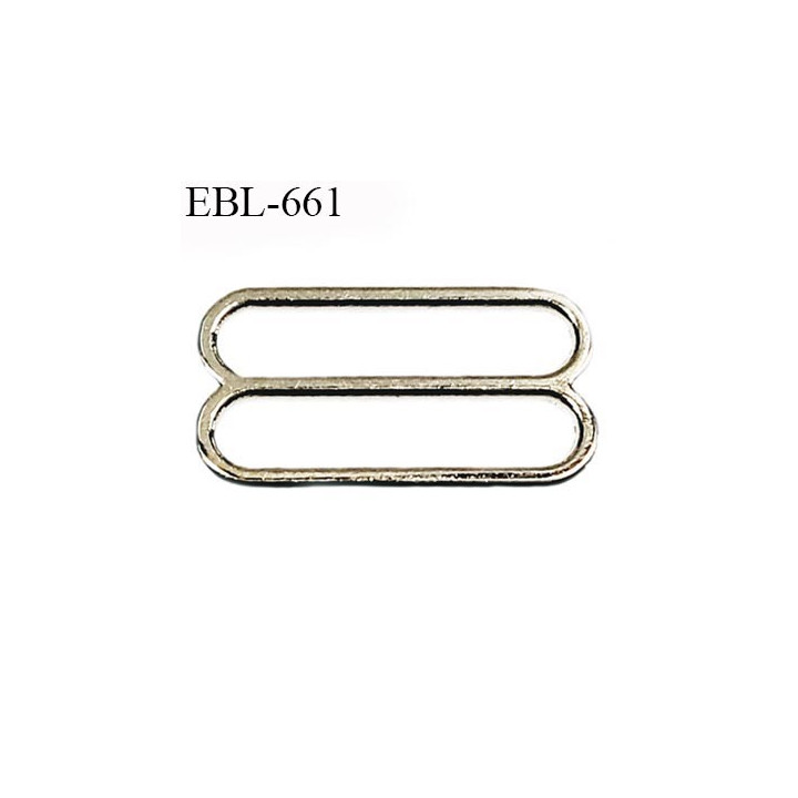 Réglette  métal 15 mm  couleur argent chromé largeur intérieur de passage de bretelle 15 mm haut de gamme prix à l'unité