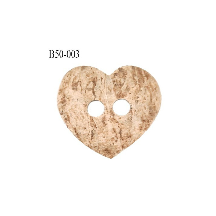 Bouton 50 mm en bois coco largeur 50 mm 2 trous prix à la pièce