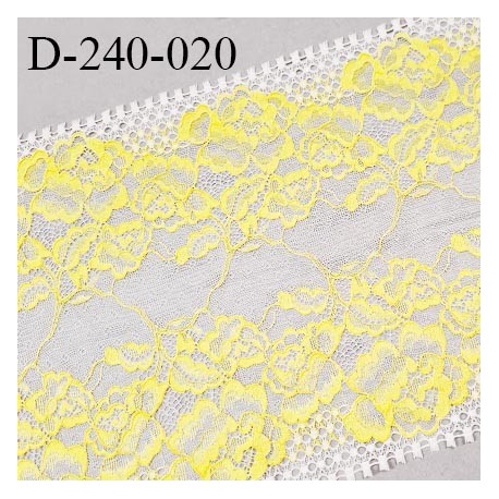 Dentelle broderie 24 cm très haut de gamme extensible largeur 24 cm couleur naturel et jaune très belle prix pour un mètre