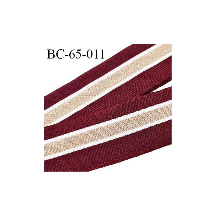 Bord-Côte 65 mm bord cote jersey maille synthétique couleur bordeaux blanc et doré pailleté prix à la pièce