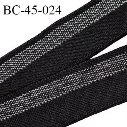 Bord-Côte 45 mm bord cote jersey maille synthétique couleur noir et argenté largeur 4.5 cm longueur 100 cm prix à la pièce