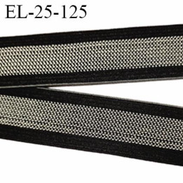 Elastique 24 mm avec bande anti glisse couleur noir et gris souple fabriqué en europe prix au mètre