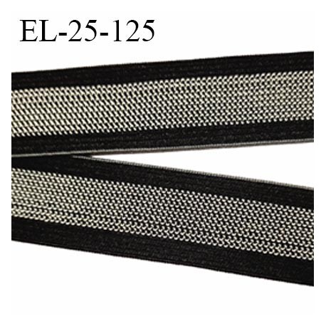 Elastique 24 mm avec bande anti glisse couleur noir et gris souple fabriqué en europe prix au mètre
