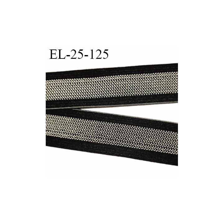 Elastique 24 mm avec bande anti glisse couleur noir et gris souple fabriqué en europe prix au mètre