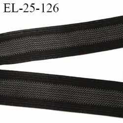 Elastique 25 mm avec bande anti glisse léger couleur noir et gris souple fabriqué en Europe prix au mètre