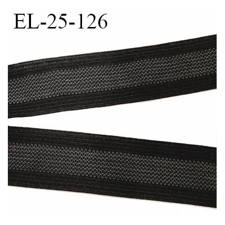 Elastique 25 mm avec bande anti glisse légé couleur noir et gris souple fabriqué en europe prix au mètre