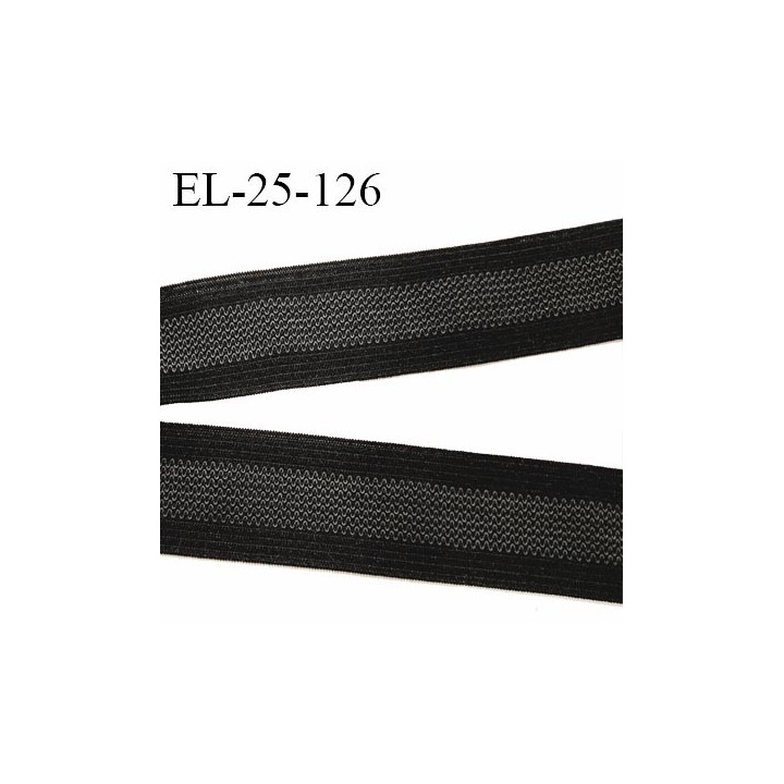 Elastique 25 mm avec bande anti glisse légé couleur noir et gris souple fabriqué en europe prix au mètre