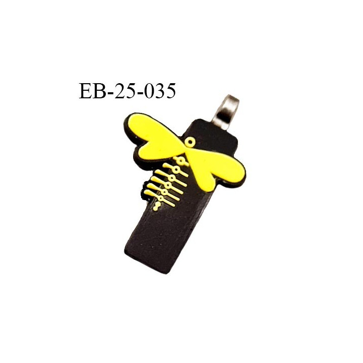 Tirette 25 mm en silicone couleur noir et jaune longueur 25 mm largeur 8 mm épaisseur 4 mm attache en métal prix à la pièce
