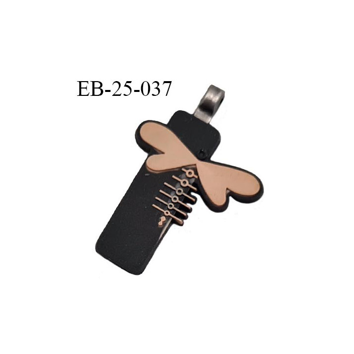 Tirette 25 mm en silicone couleur noir et marron clair longueur 25 mm largeur 8 mm attache en métal prix à la pièce