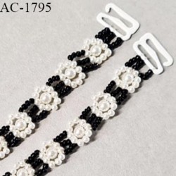 Bretelle lingerie et autres bretelle élastique avec perles couleur naturel et noir et 2 crochets couleur naturel prix à l'unité