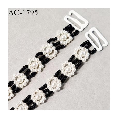 Bretelle lingerie et autres bretelle élastique avec perles couleur naturel et noir et 2 crochets couleur naturel prix à l'unité