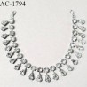 Collier décor ornement en pvc imitation argent et diamants strass longueur 25 cm hauteur 2.5 cm prix à la pièce