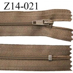 Fermeture zip 14 cm non séparable couleur marron clair zip glissière nylon invisible largeur 4 mm prix à l'unité
