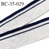 Bord-Côte 35 mm bord cote jersey maille synthétique couleur gris et bleu largeur 3.5 cm longueur 100 cm prix à la pièce