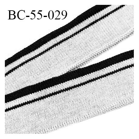 Bord-Côte 55 mm bord cote jersey maille synthétique couleur gris et bleu largeur 5.5 cm longueur 100 cm prix à la pièce