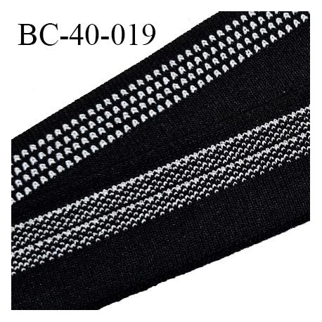 Bord-Côte 40 mm bord cote jersey maille synthétique couleur noir et argenté largeur 4 cm longueur 100 cm prix à la pièce