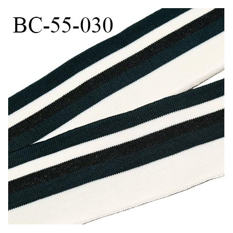 Bord-Côte 55 mm bord cote jersey maille synthétique couleur naturel vert et noir pailleté largeur 5.5 cm prix à la pièce