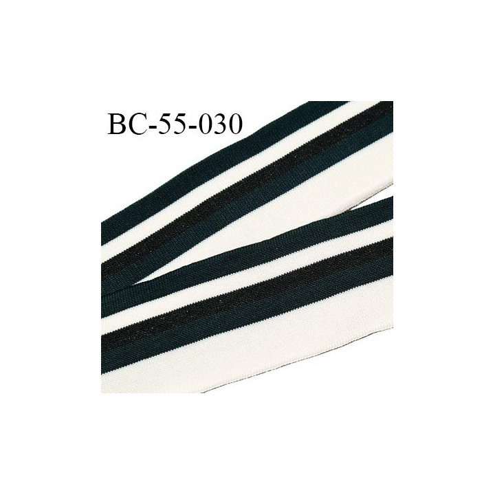 Bord-Côte 55 mm bord cote jersey maille synthétique couleur naturel vert et noir pailleté largeur 5.5 cm prix à la pièce
