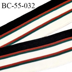 Bord-Côte 55 mm bord cote jersey maille synthétique couleur naturel noir rouille et vert largeur 5.5 cm prix à la pièce