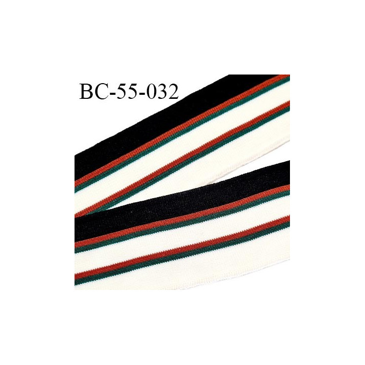 Bord-Côte 55 mm bord cote jersey maille synthétique couleur naturel noir rouille et vert largeur 5.5 cm prix à la pièce