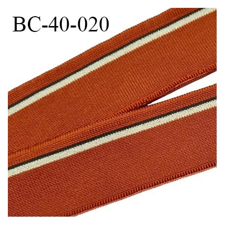 Bord-Côte 40 mm bord cote jersey maille synthétique couleur rouille vert et doré largeur 4 cm longueur 100 cm prix à la pièce